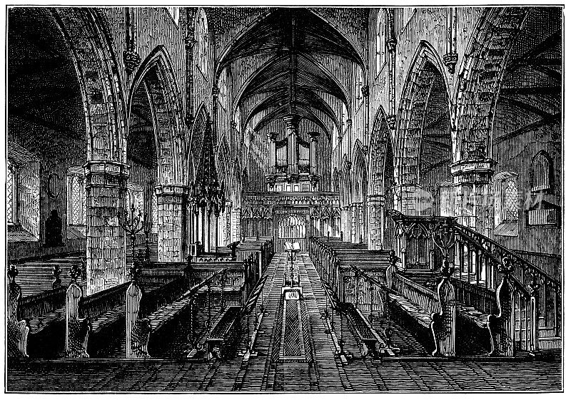 圣哥伦布大教堂在伦敦德里，北爱尔兰- 19世纪